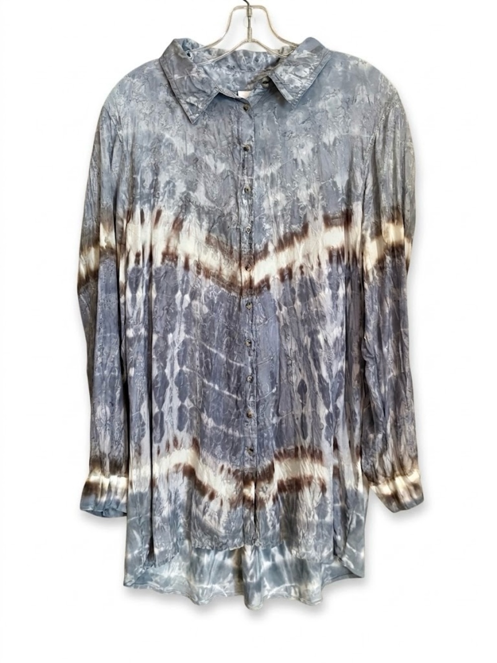 Soft Surroundings Tie-Dye Silk Button Down Shirt Size Large